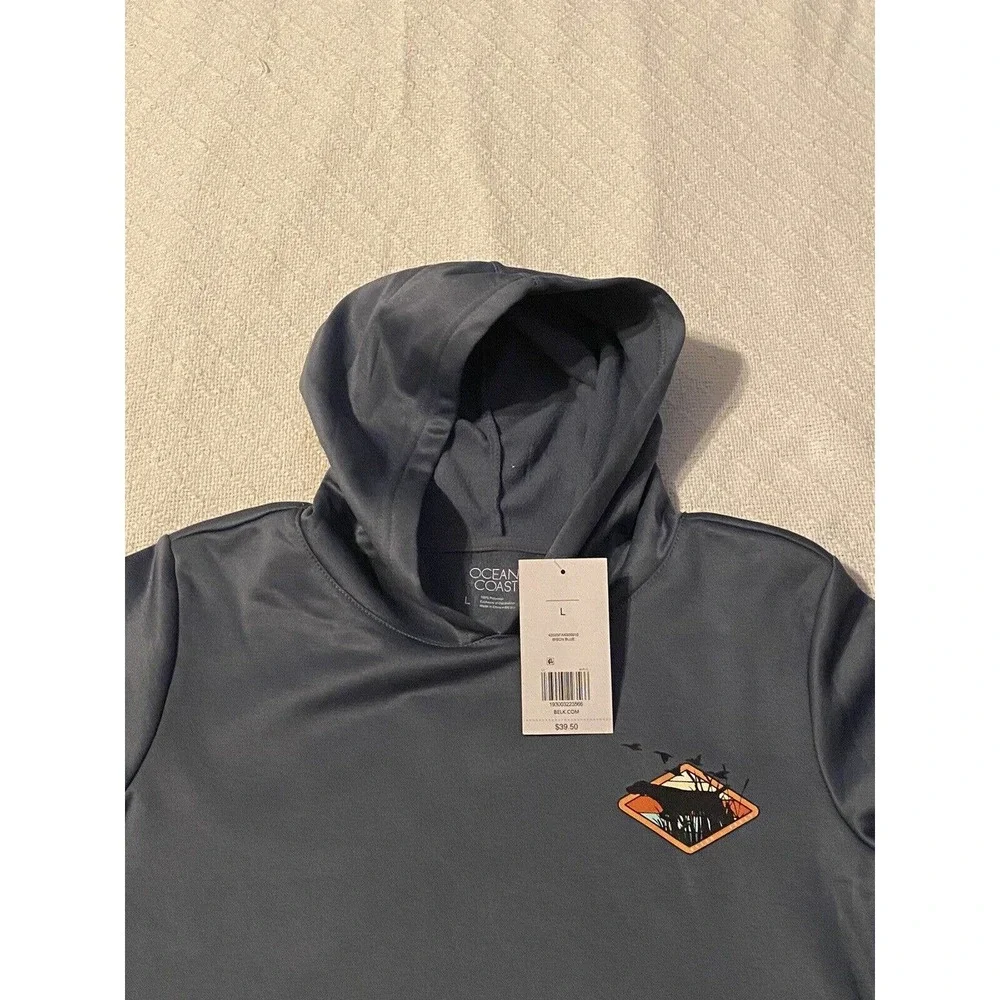 Ocean + Coast Mens Size L Bison Blue Hunting Scene Pullover Hoodie NWT - Picture 5 of 15
